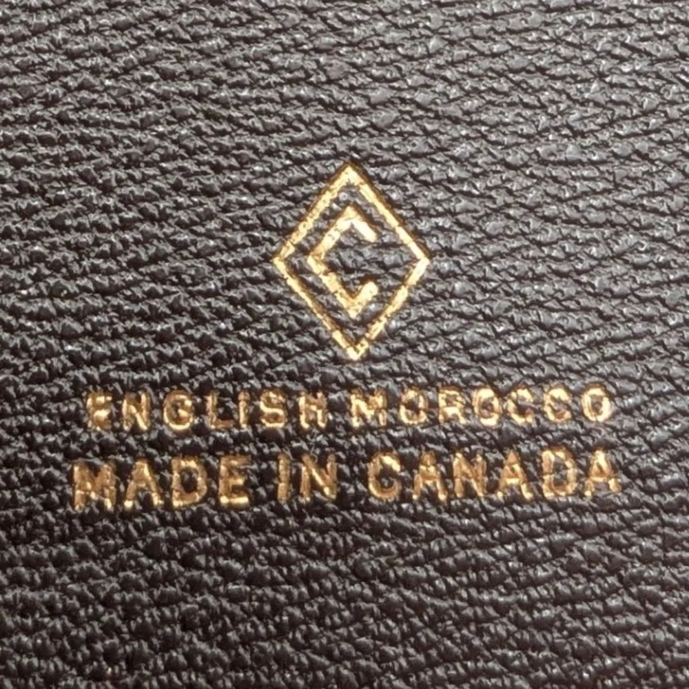 Vintage English Morocco Brown Leather Breast Pocket Wallet Made in Canada Slim